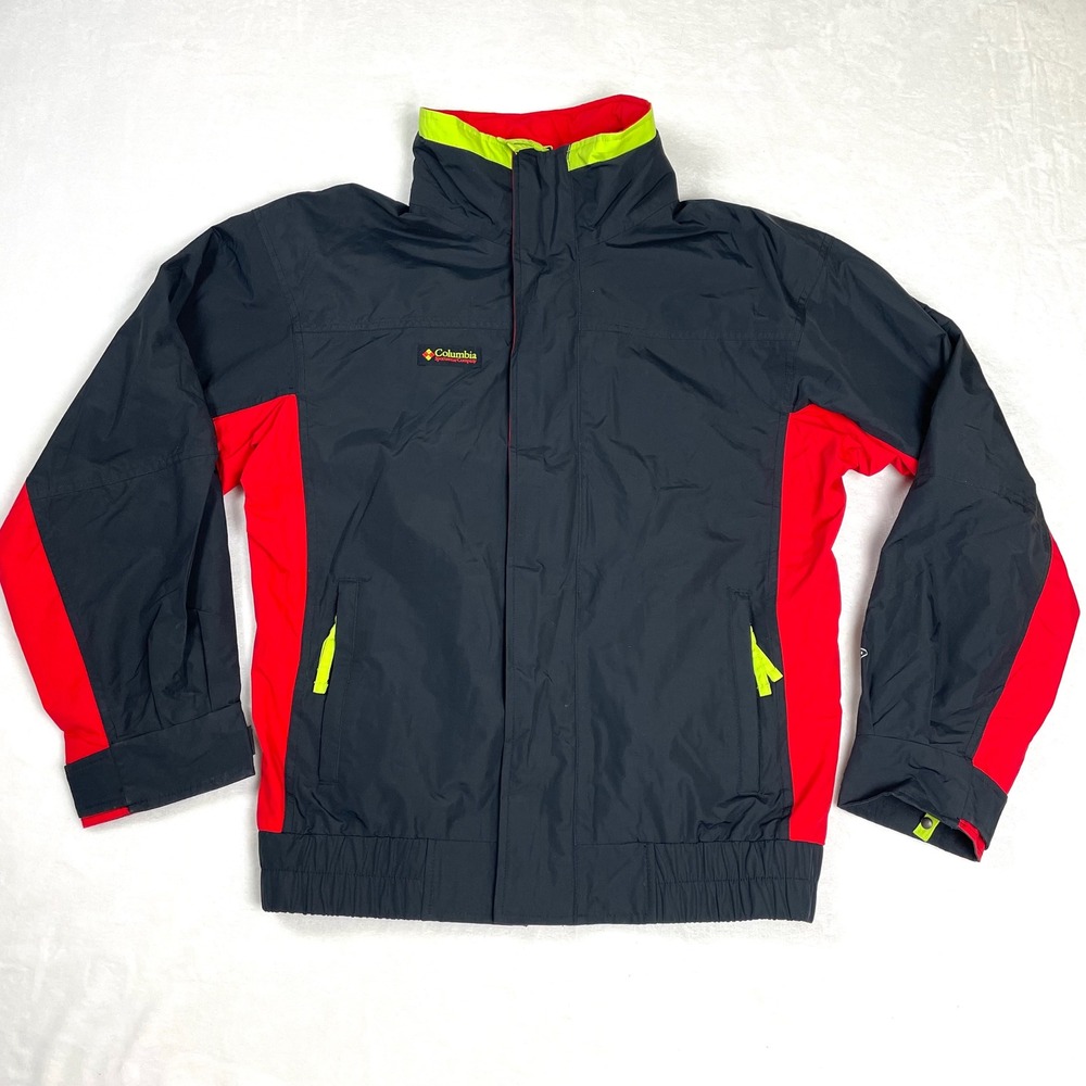 Columbia Bugaboo Jacket Mens S Black Red Vintage Colorblock Waterproof Shell